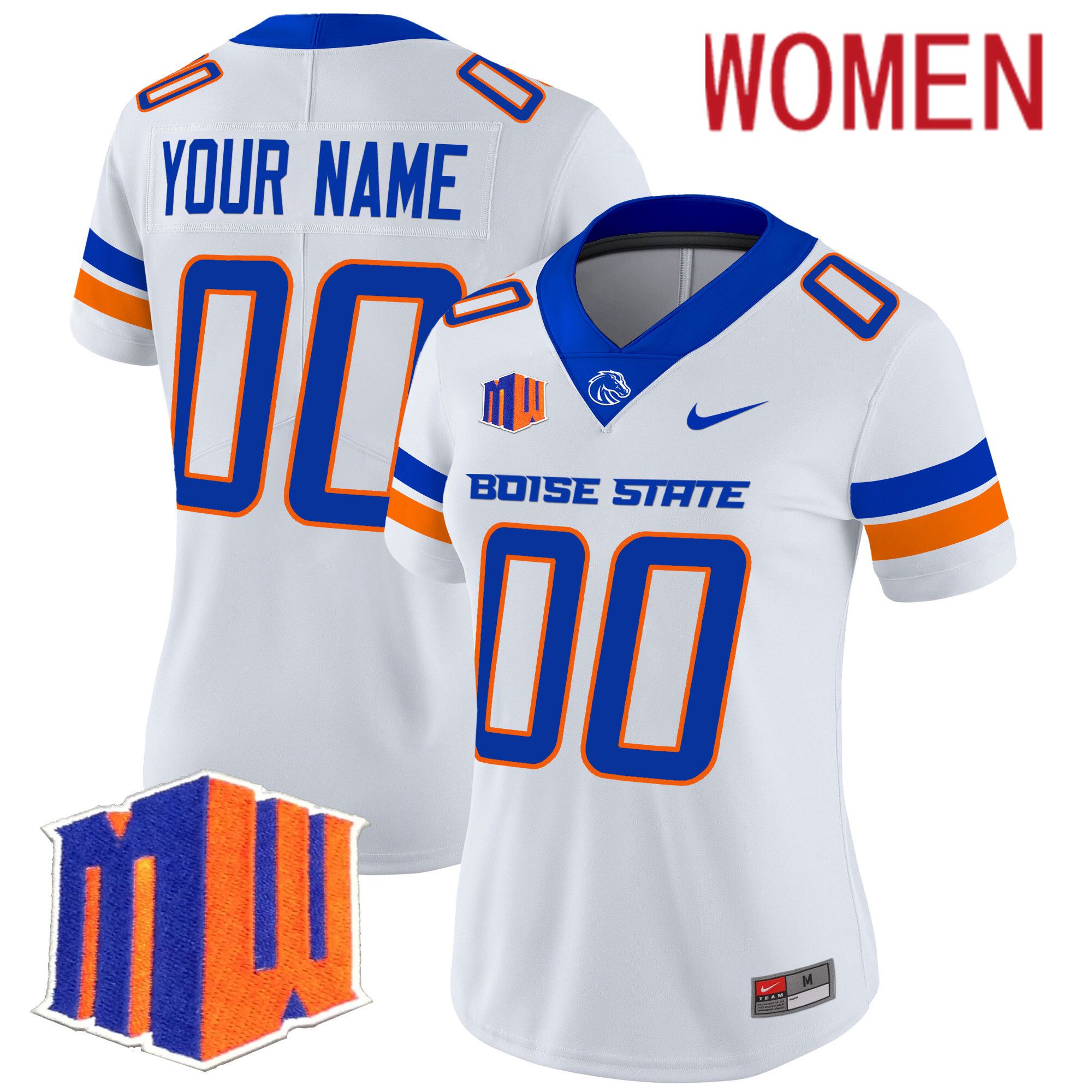 Women Boise State Broncos White Nike 2024 Vapor Limited Custom NCAA Jersey->customized ncaa jersey->Custom Jersey